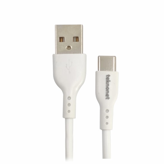 Teknonet TN-DC18 1 Metre Type-C Şarj ve Data Kablosu (NT-96630) - 5A Hızlı Şarj, Beyaz, Dayanıklı ve Esnek Plastik Yapı