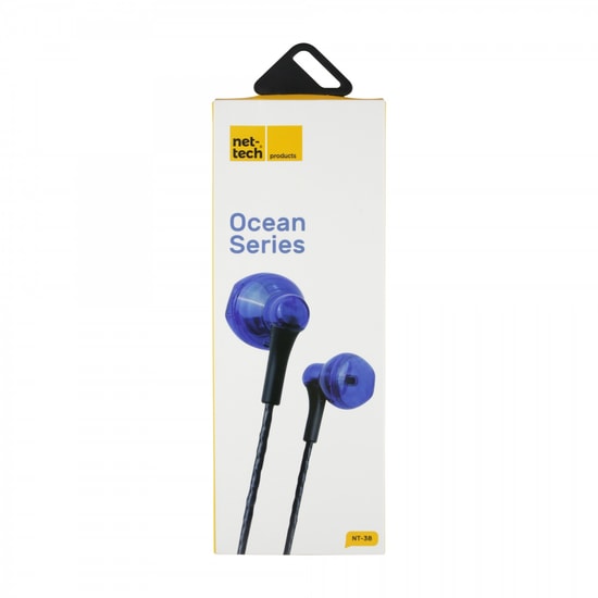 Nettech NT-38 Mavi Kulak İçi Kulaklık - 3.5mm Jack Girişli, Mikrofonlu, Gürültü Önleme ve 100cm Kablo Uzunluğu