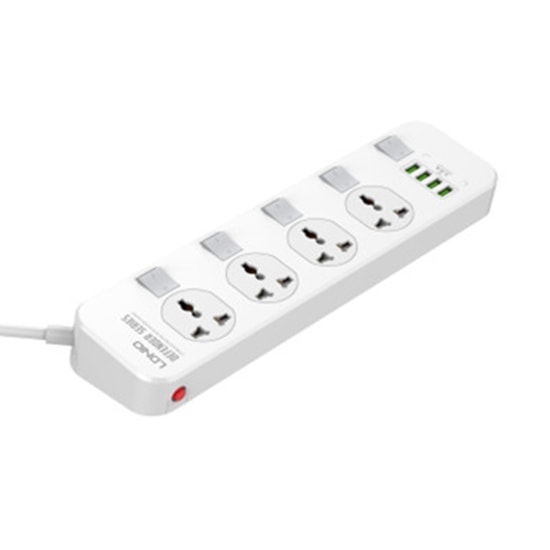 Ldnio SC4408 25W Beyaz Hızlı Şarj Aleti - 4 USB A Çıkışlı, PD Desteği, Akıllı Şarj, 8 Girişli Çoklayıcı 220V Priz
