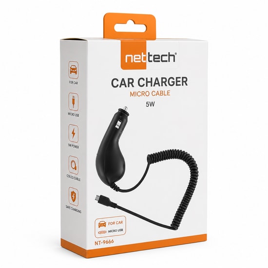 Nettech NT-9666 5W Micro Kablo ve Araç Şarj Aleti (Siyah) - Hızlı ve Güvenli Şarj Deneyimi Sağlayan Araç Aksesuarı