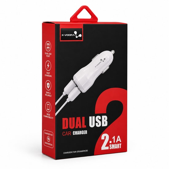 X-Voora XW-026 10W 2 Çıkışlı Micro USB Kablolu Araç Şarj Aleti (VR-19724) - Beyaz, USB Type-A, Hızlı Şarj, Araç Aksesuar