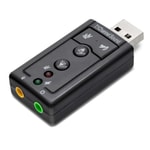 Hadron HN4177 16-bit Harici USB Ses Kartı - 7.1 Kanal Ses Adaptörü, Mikrofon Girişli, Tak Çalıştır Özellikli Siyah