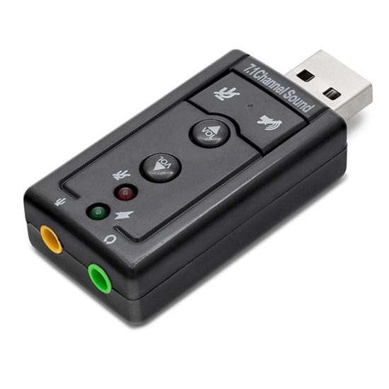 Hadron HN4177 16-bit Harici USB Ses Kartı - 7.1 Kanal Ses Adaptörü, Mikrofon Girişli, Tak Çalıştır Özellikli Siyah