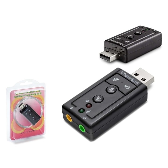Hadron HN4177 16-bit Harici USB Ses Kartı - 7.1 Kanal Ses Adaptörü, Mikrofon Girişli, Tak Çalıştır Özellikli Siyah