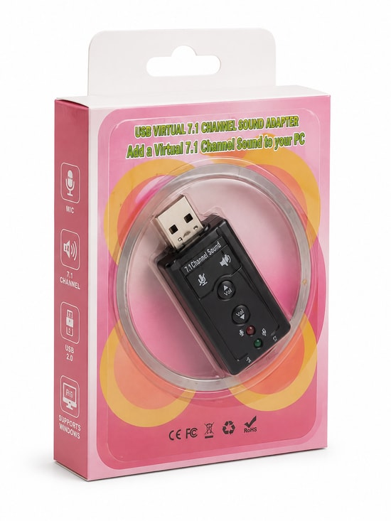Hadron HN4177 16-bit Harici USB Ses Kartı - 7.1 Kanal Ses Adaptörü, Mikrofon Girişli, Tak Çalıştır Özellikli Siyah