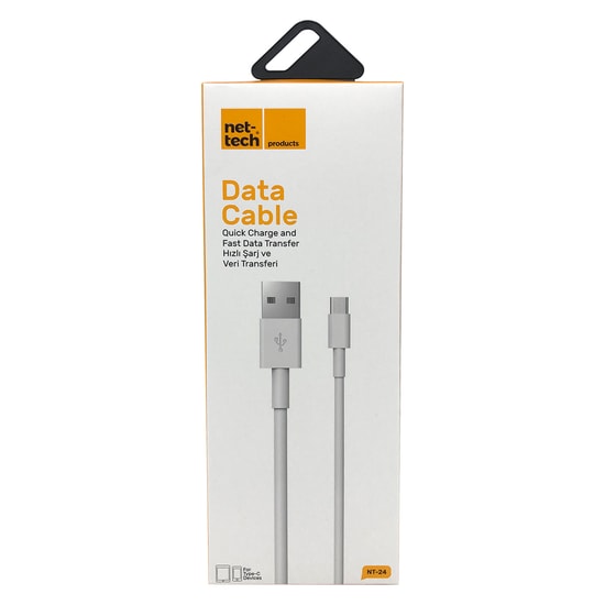 Nettech NT-24 Plastik 100 Cm Type-C Şarj Ve Data Kablosu (Beyaz)