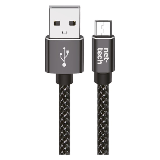 Nettech NT-DC02 300 Cm İp Örgü Micro USB Şarj ve Data Kablosu (NT-31111) - Siyah, Hızlı Şarj Desteği, Dayanıklı Tasarım
