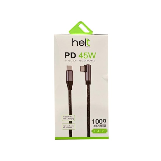 Helt HT-DC13 PD 45W 100 Cm Type-C To Type-C İp Örgü Şarj Kablosu ( NT-31291) - Siyah, Hızlı Şarj, Veri Aktarımı Desteği