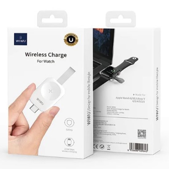 Wiwu M16 Mini Akıllı Saat 12W Beyaz Kablosuz Şarj Aleti (NT-103812) - Manyetik, Masaüstü, 2.5W Güç, Apple Uyumlu