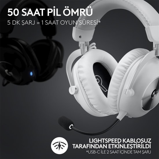 Logitech G Pro X 2 Lightspeed Kablosuz Bluetooth Gaming Headset - Beyaz 981-001269 Kulaklık