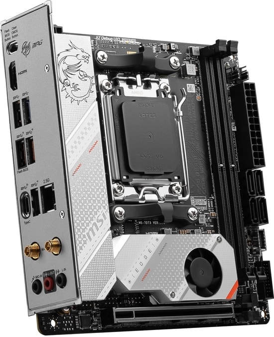 MSI MPG B650I EDGE WIFI AMD B650 AM5 DDR5 7200MHz (OC) Mini-ITX Anakart - HDMI, M.2, USB 3.2, 2.5G LAN, WIFI 6E