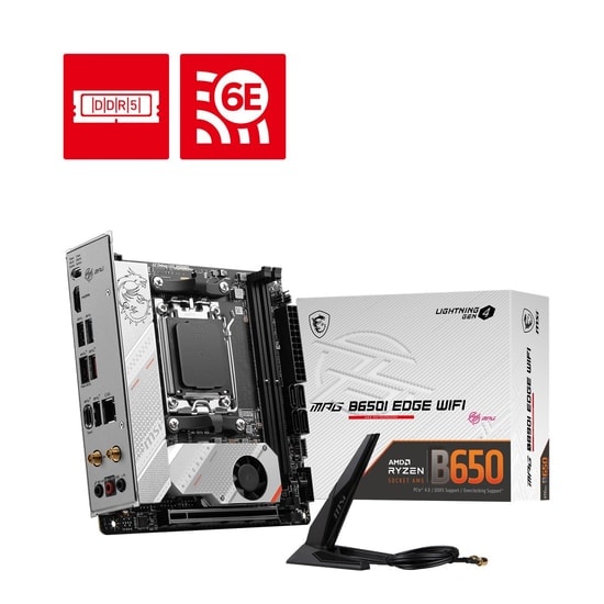 MSI MPG B650I EDGE WIFI AMD B650 AM5 DDR5 7200MHz (OC) Mini-ITX Anakart - HDMI, M.2, USB 3.2, 2.5G LAN, WIFI 6E