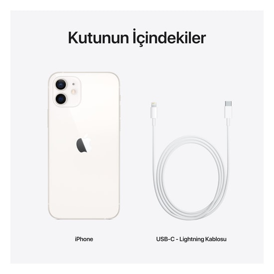 Apple iPhone 12 128 GB Beyaz Akıllı Telefon - 6.1" XDR Ekranlı, 4GB Ram, 20W Hızlı Şarj, Suya Dayanıklı