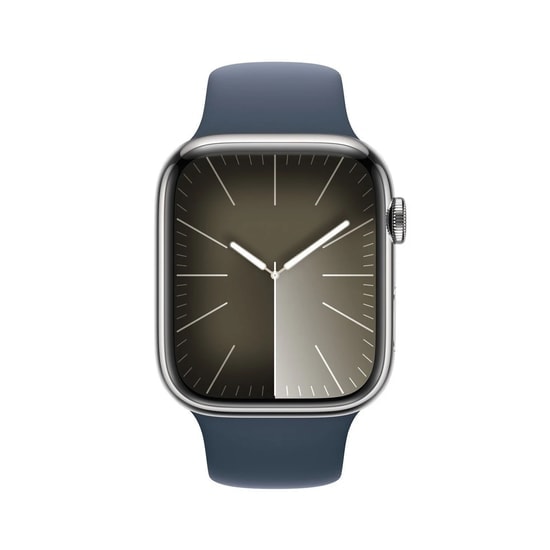 Apple Watch Series 9 GPS+Cellular 45mm Gümüş Paslanmaz Çelik Kasa ve Fırtına Mavisi Spor Kordon M/L 64GB Akıllı Saat