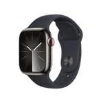 Apple Watch Series 9 GPS+Cellular 41mm Grafit Paslanmaz Çelik Kasa Gece Yarısı Spor Kordon 64GB Akıllı Saat - TR Garanti