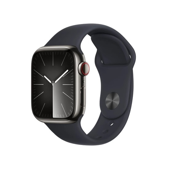 Apple Watch Series 9 GPS+Cellular 41mm Grafit Paslanmaz Çelik Kasa Gece Yarısı Spor Kordon 64GB Akıllı Saat - TR Garanti