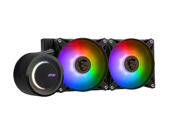 MSI Mag Coreliquid E240 240mm ARGB Siyah Sıvı İşlemci Soğutucu - 2x120mm Fan, AM4/LGA1150, Döner Kapak, 75CFM Hava Akışı