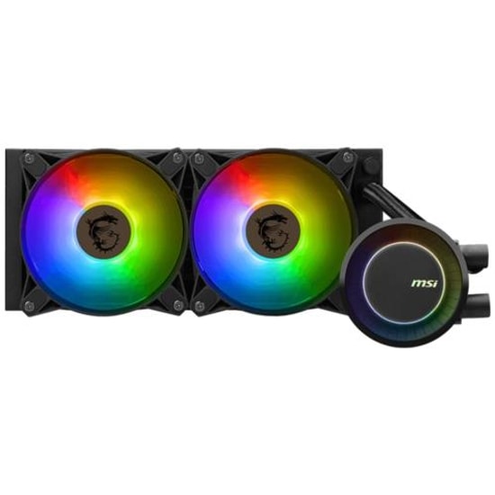 MSI Mag Coreliquid E240 240mm ARGB Siyah Sıvı İşlemci Soğutucu - 2x120mm Fan, AM4/LGA1150, Döner Kapak, 75CFM Hava Akışı