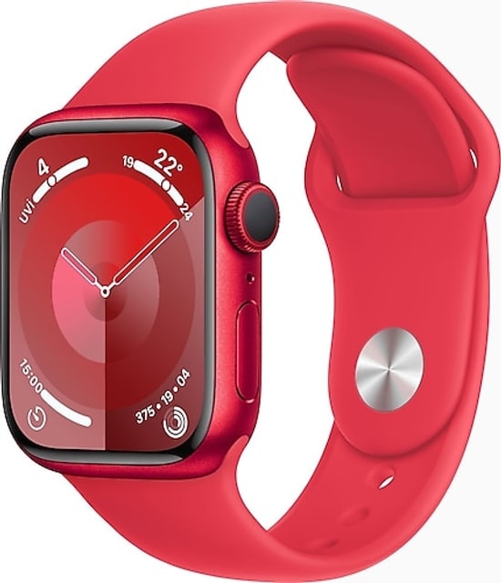 Apple Watch Series 9 41mm Kırmızı Alüminyum Kasa ve Spor Kordon 64 GB Akıllı Saat - GPS, TR Garantili, EKG, SpO2