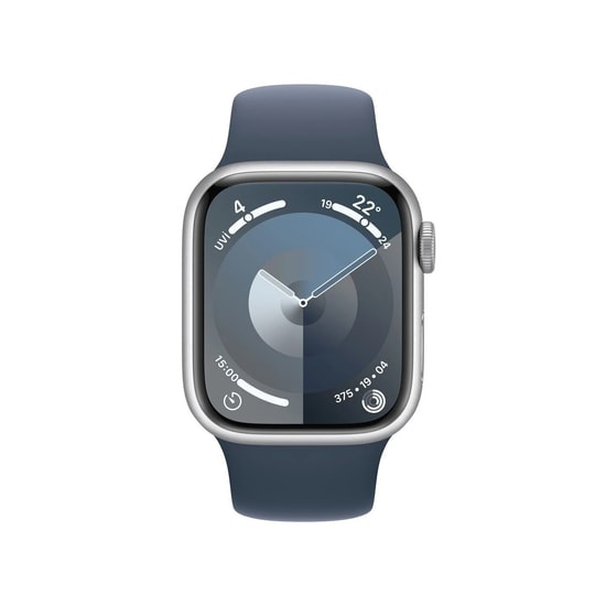 Apple Watch Series 9 41mm Gümüş Alüminyum Kasa ve Fırtına Mavisi Kordon Akıllı Saat - GPS, 64GB, EKG, SpO2, TR Garantili