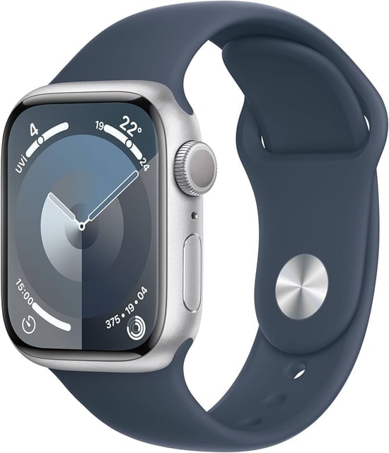 Apple Watch Series 9 41mm Gümüş Alüminyum Kasa ve Fırtına Mavisi Spor Kordon S/M 64 GB Akıllı Saat - Türkiye Garantili