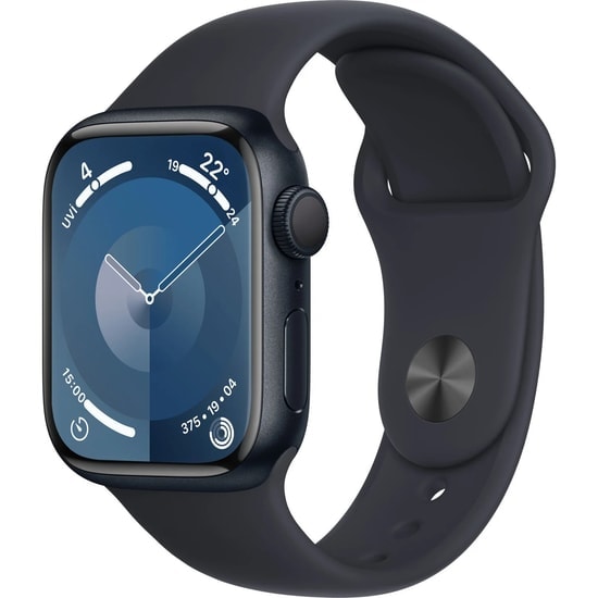Apple Watch Series 9 41mm Gece Yarısı Alüminyum Kasa ve Spor Kordon S/M 64 GB Akıllı Saat - GPS, EKG, SpO2, TR Garantili