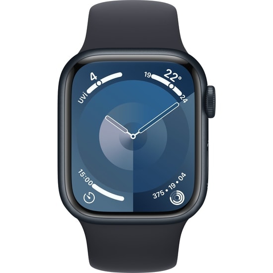 Apple Watch Series 9 41mm Gece Yarısı Alüminyum Kasa ve Spor Kordon S/M 64 GB Akıllı Saat - GPS, EKG, SpO2, TR Garantili