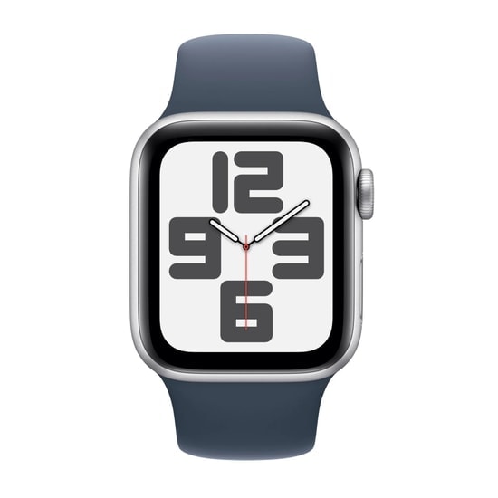 Apple Watch SE 2 2023 44mm Gümüş Alüminyum Kasa ve Fırtına Mavisi Spor Kordon S/M Akıllı Saat - Türkiye Garantili
