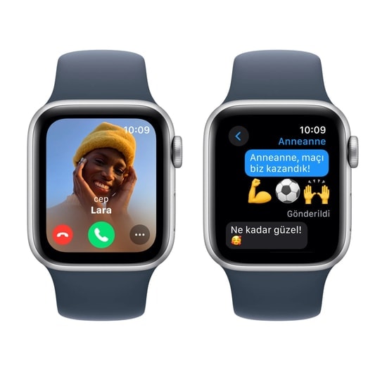 Apple Watch SE 2 2023 44mm Gümüş Alüminyum Kasa ve Fırtına Mavisi Spor Kordon S/M Akıllı Saat - Türkiye Garantili