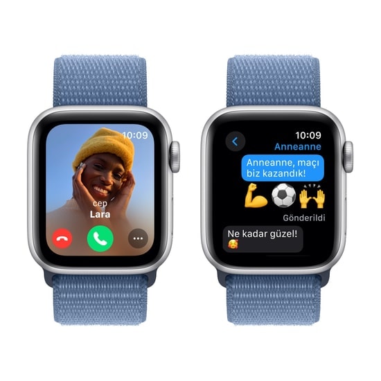 Apple Watch SE 2 2023 Cellular 40mm Gümüş Alüminyum Kasa ve Buz Mavisi Spor Loop Akıllı Saat - Türkiye Garantili