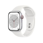 Apple Watch Series 8 Cellular 45mm Gümüş Alüminyum Kasa ve Beyaz Spor Kordon Akıllı Saat - 32 GB, TR Garanti, EKG, SpO2
