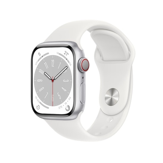 Apple Watch Series 8 Cellular 45mm Gümüş Alüminyum Kasa ve Beyaz Spor Kordon Akıllı Saat - 32 GB, TR Garanti, EKG, SpO2