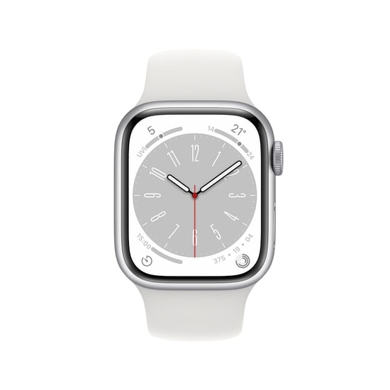 Apple Watch Series 8 Cellular 45mm Gümüş Alüminyum Kasa ve Beyaz Spor Kordon Akıllı Saat - 32 GB, TR Garanti, EKG, SpO2
