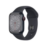 Apple Watch Series 8 Cellular 41mm Gece Yarısı Alüminyum Kasa ve Spor Kordon Akıllı Saat - 32GB, TR Garantili, EKG, SpO2