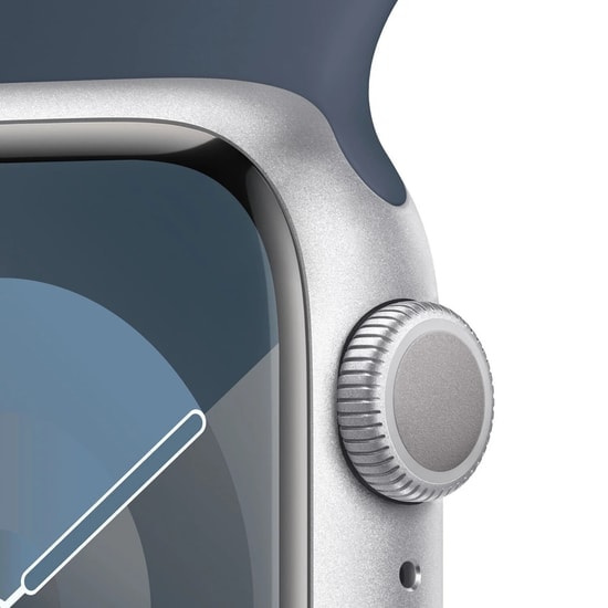 Apple Watch Series 9 45mm Gümüş Alüminyum Kasa ve Fırtına Mavisi Spor Kordon S/M 64 GB Akıllı Saat - Türkiye Garantili