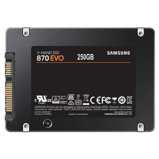 Samsung 870 EVO 250GB 2.5" SATA 3 SSD (MZ-77E250BW) - 560/530 MB/s Okuma/Yazma, Yüksek Performanslı Dahili Disk