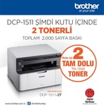 Brother DCP-1511-2T Mono Çok Fonksiyonlu Lazer Yazıcı (2 Tonerli) - A4, Tarayıcı, Fotokopi, 20ppm, 600x1200dpi, USB 2.0