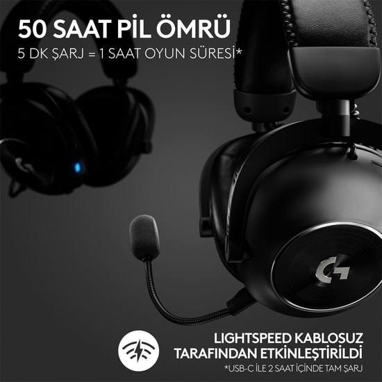Logitech G Pro X 2 Lightspeed Kablosuz Bluetooth Gaming Headset - Siyah 981-001263 Kulaklık