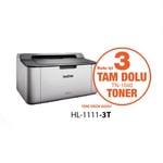 Brother HL-1111-3T Mono Lazer Yazıcı (3 Toner Hediye) - A4, 20PPM, 32MB, 600 x 600px, 150 Sayfa Kapasiteli, Beyaz