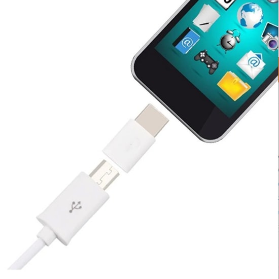 Nettech NT-TC Micro USB to Type-C Dönüştürücü NT-96114 (Beyaz) - Micro'dan Type C'ye Çevirici Adaptör