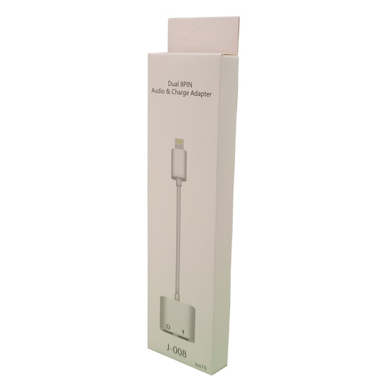 Nettech JH-010 Lightning + Lightning + 3.5 Jack To Lightning Dönüştürücü (Beyaz) Kablo