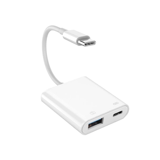 Nettech JH-0510 Beyaz USB + Type-C to Type-C Dönüştürücü Adaptör (NT-96488) - Hızlı Data ve Şarj Bağlantı Kablosu