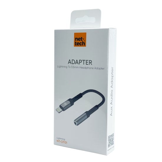 Nettech NT-OT01 Siyah Lightning - 3.5mm Jack Dönüştürücü Adaptör - Yüksek Kaliteli Ses Aktarımı, Alüminyum Alaşım