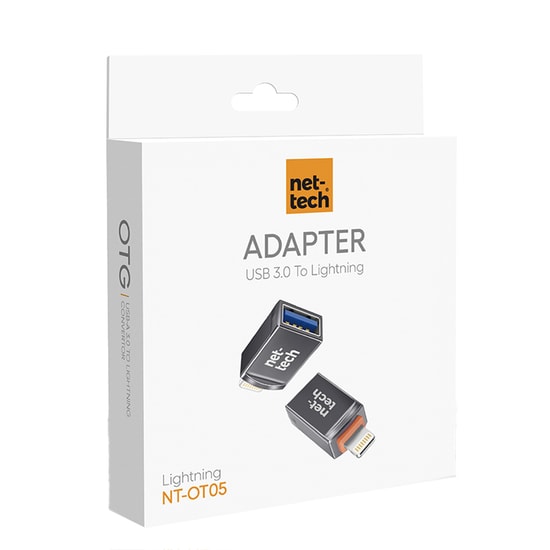 Nettech NT-OT05 Siyah USB to Lightning Dönüştürücü Adaptör - Hızlı Şarj ve Data Aktarımı