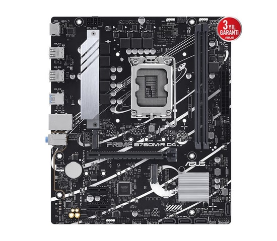 Asus Prime B760M-R D4 Anakart: Intel LGA1700, DDR4 5333MHz, Çift M.2, HDMI, Micro ATX, USB 3.2, AURA RGB, 2.5G LAN