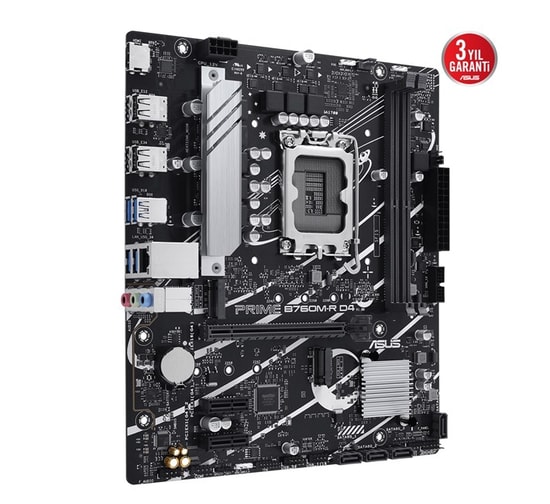 Asus Prime B760M-R D4 Anakart: Intel LGA1700, DDR4 5333MHz, Çift M.2, HDMI, Micro ATX, USB 3.2, AURA RGB, 2.5G LAN