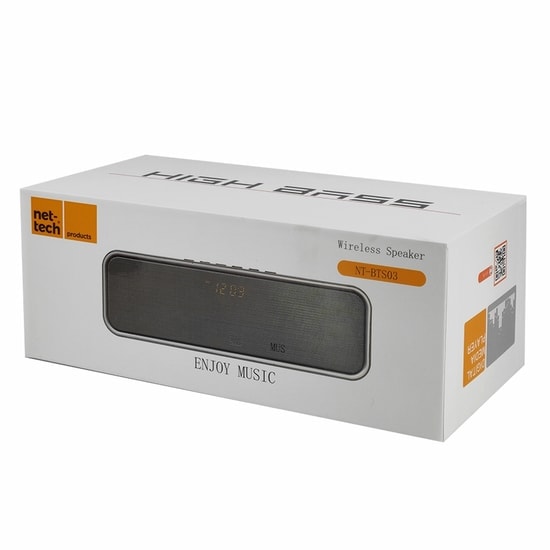 Nettech NT-BTS03 Alarm Saatli High Bass Kablosuz Bluetooth Hoparlör - Siyah, Taşınabilir, 10 Metre Çekim Alanı