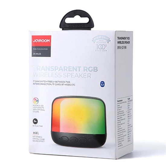 Joyroom JR-ML03 Işıklı Kablosuz Bluetooth Hoparlör (NT-96522) - Siyah, 5W Çıkış Gücü, 600mAh Batarya, 6 Saat Çalma