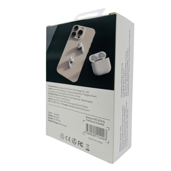 Nettech NT-BTH14 AirPods Pro Beyaz Bluetooth TWS Kulaklık - Mikrofonlu, Dinamik Sürücülü, Dokunmatik Kontrol
