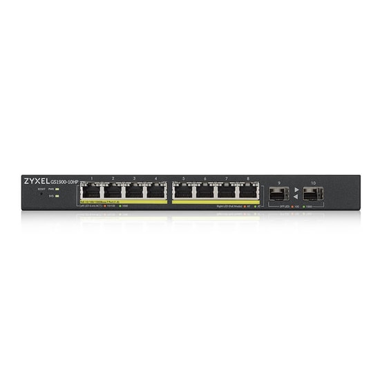 Zyxel Gs1900-10hp V2 8port Poe Gigabit + 2 Sfp Slot Switch GS1900-10HP-EU0102F Web Yönetilebilir Rack Mount Metal Kasa